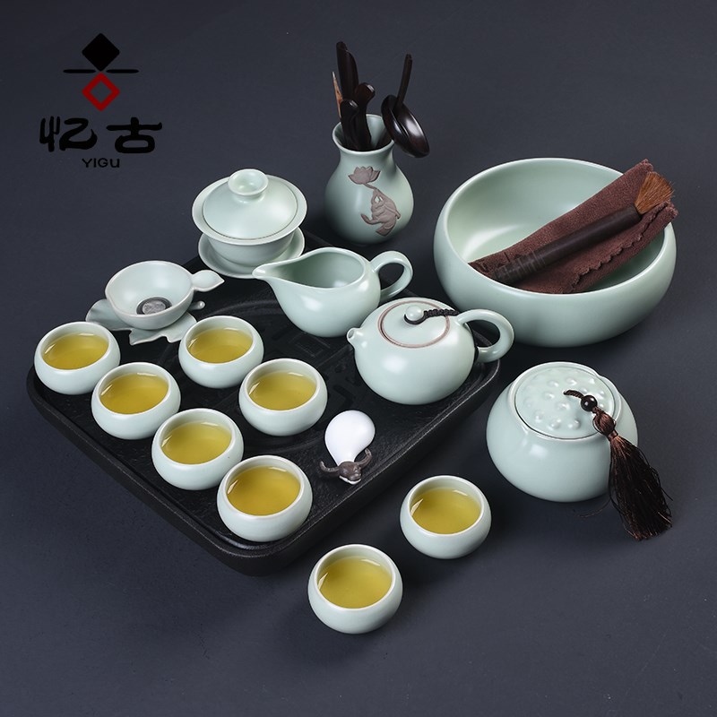 忆古汝窑茶具套装家用简约办公功夫茶具整套陶瓷开片茶壶茶杯茶盘在类目 餐饮具, 茶具, 功夫茶具中 - 来自Buy2taobao.com提供专业的淘宝代购服务