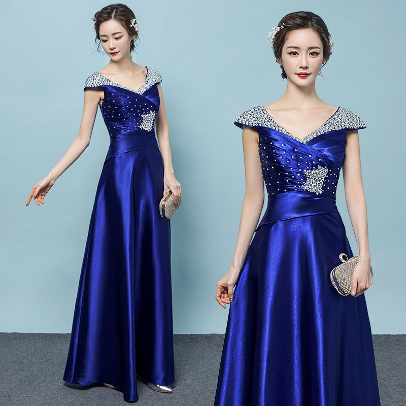 敬酒服长款大码显瘦合唱主持人礼服宴会晚长裙2018新款蓝色女年会|msdalam kategori Butik wanita / wanita, perkahwinan/Cheongsam/pakaian, pakaian/malam - dari Buy2taobao.com untuk memberikan perkhidmatan ejen Taobao profesional membeli