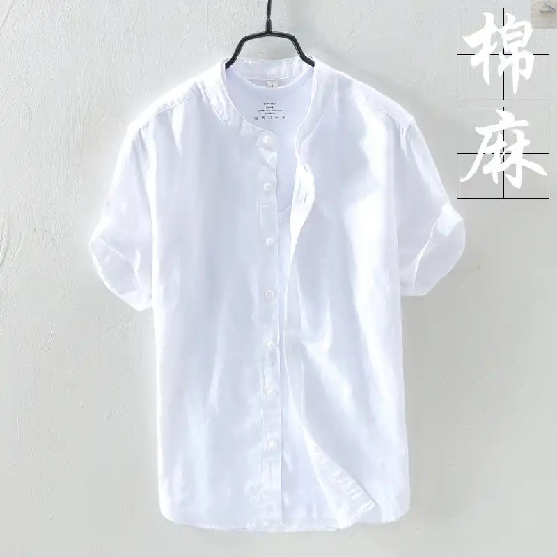 Men's T-shirt Exorcism t-shirts summer Lapel soft Flax shirt Socket Short sleeved Skin-friendly Show thin Sociologyin the Men's clothing, National costume category - from Buy2taobao.com to provide professional Taobao agent buy service