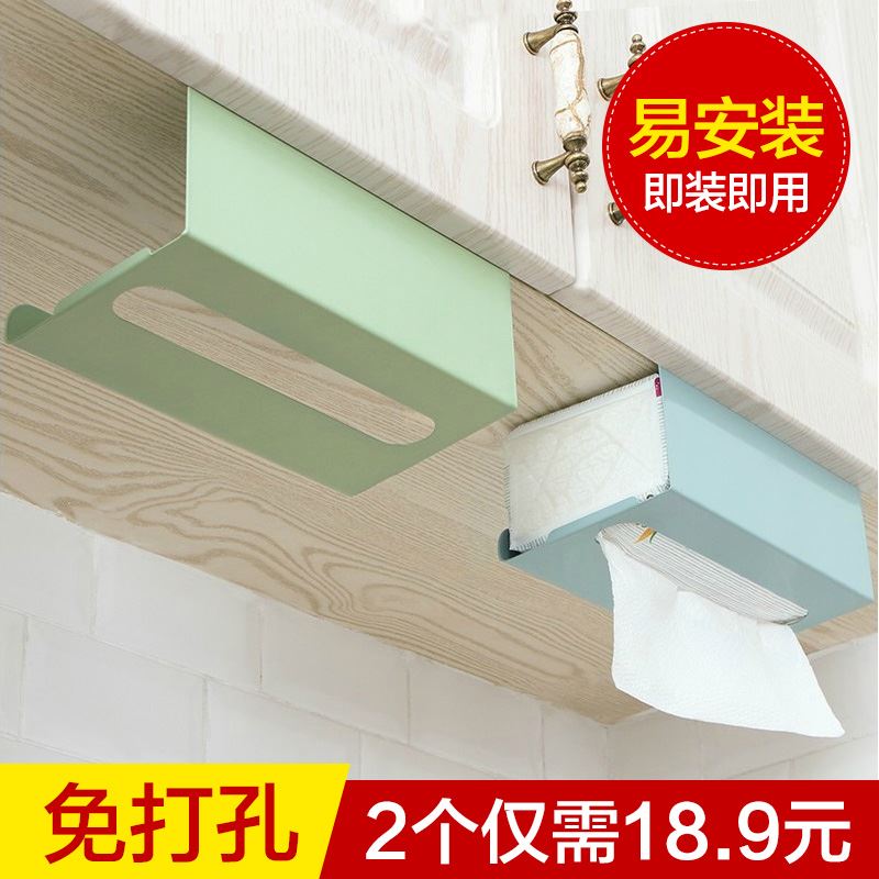 厨房免打孔纸巾架家用餐巾纸用纸架铁艺倒挂壁挂式橱柜门抽纸盒架在类目 收纳整理, 家庭收纳用具, 收纳架, 纸巾架中 - 来自Buy2taobao.com提供专业的淘宝代购服务