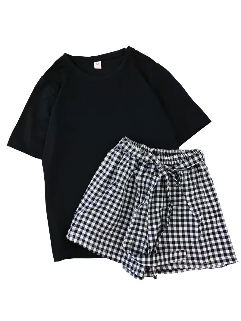 休闲运动套装女夏季2019新款时尚韩版学生宽松格子短裤短袖两件飞在类目 女装/女士精品, 套装/学生校服/工作制服, 休闲运动套装中 - 来自Buy2taobao.com提供专业的淘宝代购服务