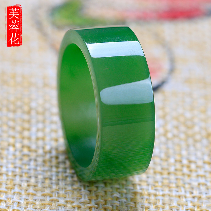 芙蓉花碧玉戒指女和田玉菠菜绿冰底老坑种玉戒圈平安环男款玉扳指|msdalam kategori barang kemas/berlian/Emerald/emas, jed semula jadi yang lain, barang kemas - dari Buy2taobao.com untuk memberikan perkhidmatan ejen Taobao profesional membeli