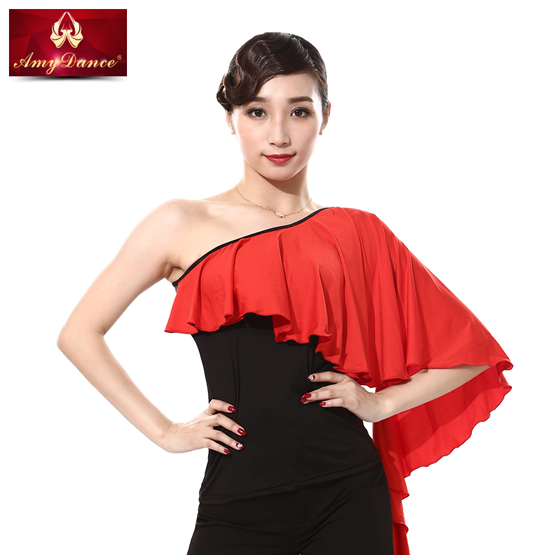艾美舞服拉丁舞服裝女成人撞色上衣斜肩性感鬥篷廣場舞蹈練功服在類目 運動/瑜伽/健身/球迷用品, 舞蹈/健美操/體操, 拉丁舞, 拉丁舞上裝中 - 來自Buy2taobao.com提供專業的淘寶代購服務