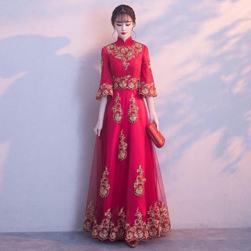 新娘敬酒服2019新款春季红色中式长袖晚礼服女中国风结婚长款|ruв категории Женская одежда, Cвадебные платья, платье/вечернее платье - от Buy2taobao.com для оказания профессиональной услуги покупки агента Taobao