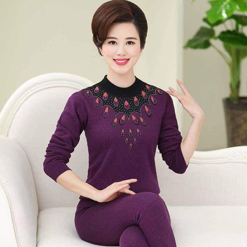 秋冬新款中老年妈妈保暖内衣中年妇女加绒加厚贴身两件套火热畅销|ruв категории Нижнее белье, теплый костюм - от Buy2taobao.com для оказания профессиональной услуги покупки агента Taobao
