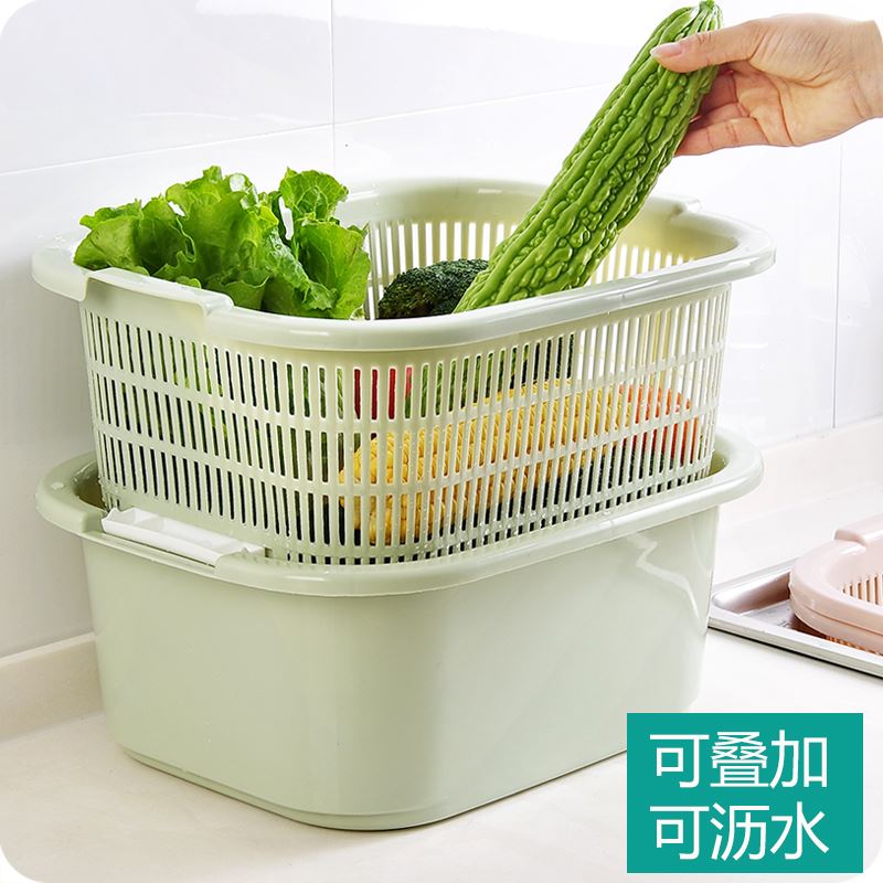 双层沥水篮 长方形沥水篮 双层塑料洗水果篮洗菜神器菜篮子淘菜盆在类目 餐饮具, 餐具, 果盆/果盘/果篮中 - 来自Buy2taobao.com提供专业的淘宝代购服务