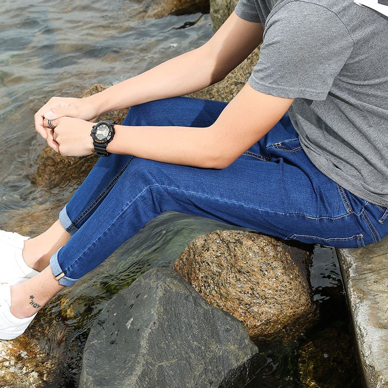 wathet Jeans Pencil Pants Korean Edition Self cultivation Middle school student leisure time Teenagers Nine points trousers Trend Autumn and winterin the Play mode/Anime/Periphery/cos/Board games , Cosplay Apparel/Props/Service , Cosplay Men category - from Buy2taobao.com to provide professional Taobao agent buy service