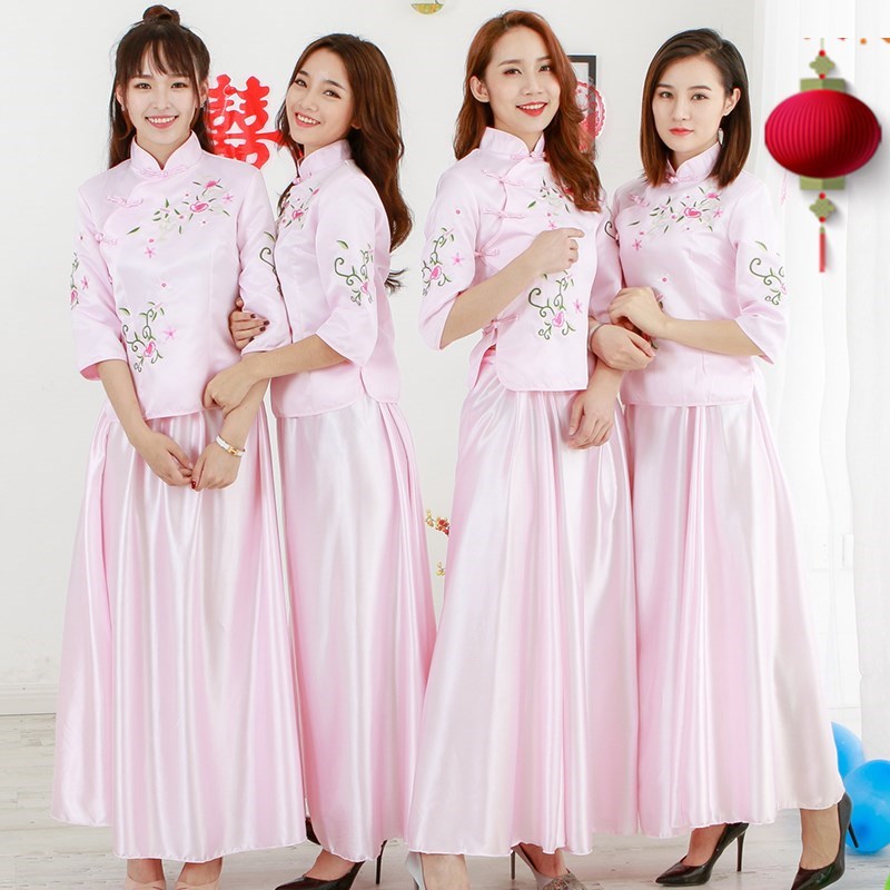 Chinese style Bridesmaid Dresses have more cash than can be accounted for Wedding dress Sisters 2018 Retro Republic of wind new pattern Chinese style Groomsman full dressin the Women's clothing/Boutique , Wedding/Cheongsam/Formal dress , Formal dress/Evening category - from Buy2taobao.com to provide professional Taobao agent buy service