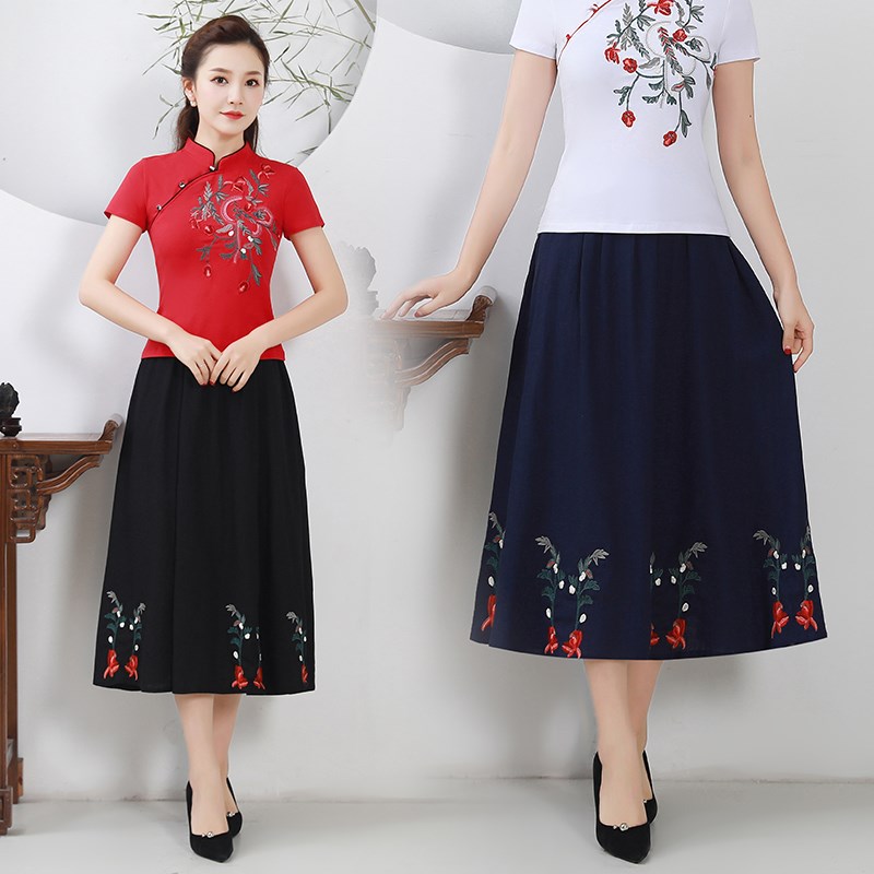 2019春夏季新款民族风女装半身裙绣花棉麻A字裙大摆裙半身裙女裙在类目 女装/女士精品, 半身裙中 - 来自Buy2taobao.com提供专业的淘宝代购服务