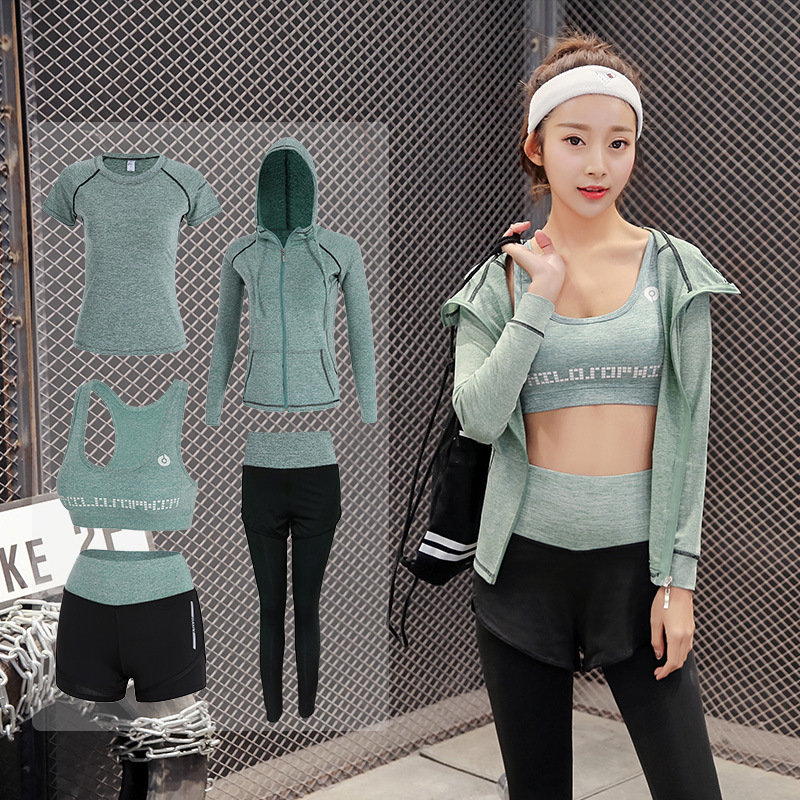 健身套装女春2019新款五件套 速干跑步服运动套装高腰瑜伽服套装|msdalam kategori sukan/Yoga/kecergasan/bekalan peminat, Yoga, pakaian Yoga - dari Buy2taobao.com untuk memberikan perkhidmatan ejen Taobao profesional membeli
