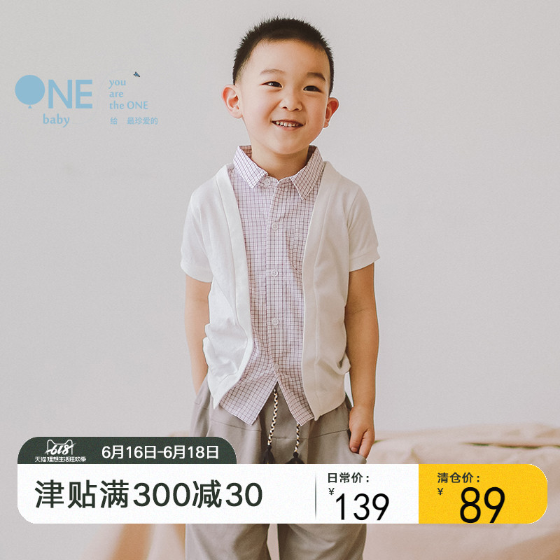BabyONE儿童假两件衬衫男童衬衣短袖休闲百搭衬衫宝宝夏季新款在类目 童装/婴儿装/亲子装, 衬衫中 - 来自Buy2taobao.com提供专业的淘宝代购服务