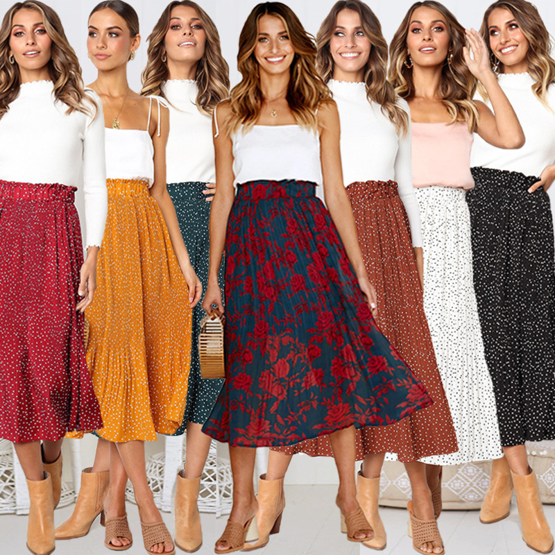 Print dot with pocket women pleated skirt印花女半身裙百褶裙|ruв категории Женская одежда, юбка - от Buy2taobao.com для оказания профессиональной услуги покупки агента Taobao