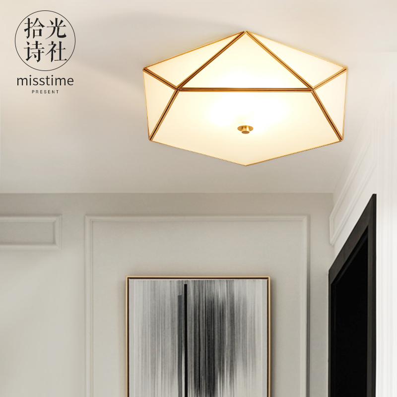 Simplicity modern American style Light extravagance Geometry lamps and lanterns American style rural Aisle bedroom Entrance balcony Pure copper Ceiling lampin the Decoration main material , Lamps , Ceiling category - from Buy2taobao.com to provide professional Taobao agent buy service