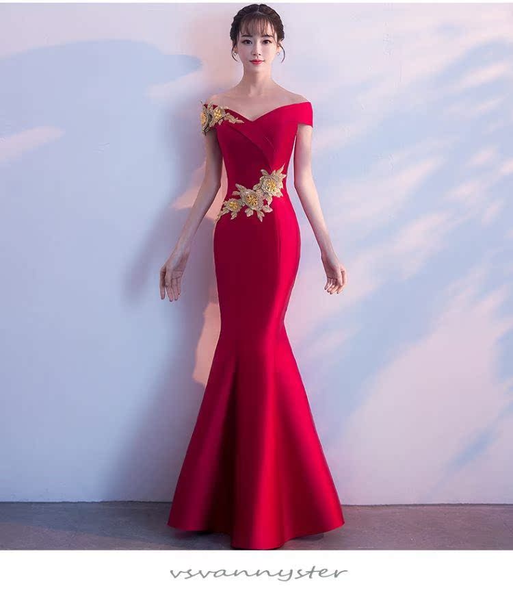 。晚礼服女2018新品新娘结婚敬酒服长款宴会年会主持人鱼尾中式礼在类目 女装/女士精品, 婚纱/旗袍/礼服, 礼服/晚装中 - 来自Buy2taobao.com提供专业的淘宝代购服务