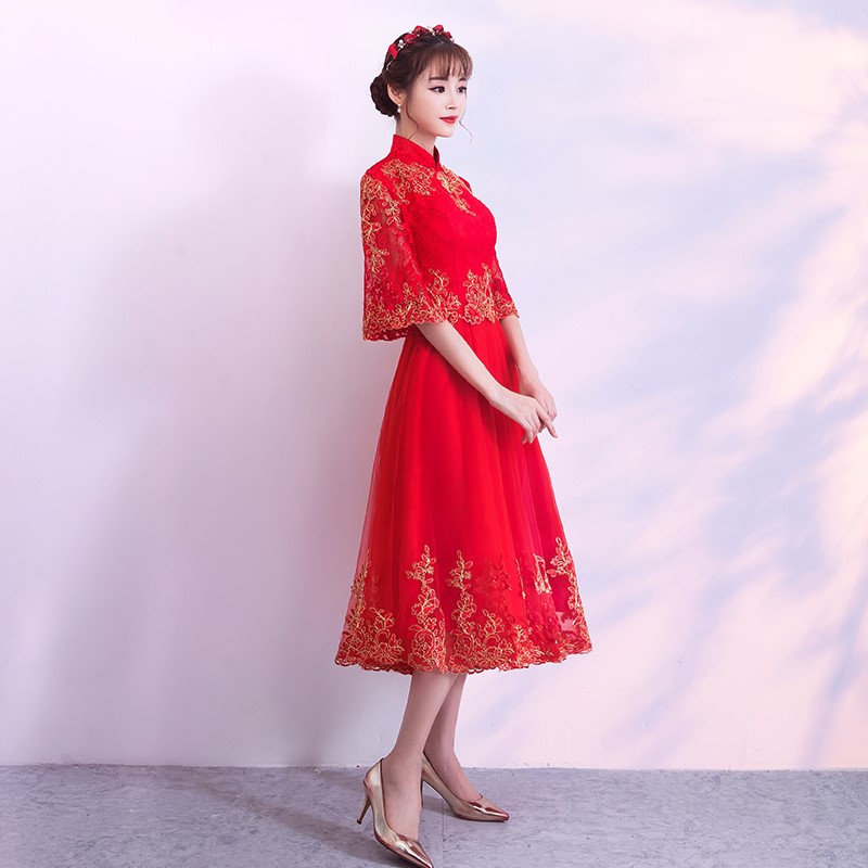 新娘敬酒服2018新款春季回门结婚红色礼服裙女孕妇旗袍连衣裙冬季在类目 女装/女士精品, 婚纱/旗袍/礼服, 礼服/晚装中 - 来自Buy2taobao.com提供专业的淘宝代购服务