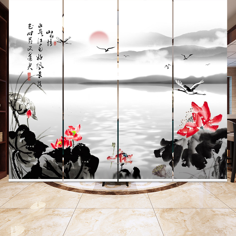 山水情透景纱卷帘遮光窗帘餐厅酒店大厅升降隔断帘手拉软屏风布帘在类目 居家布艺, 窗帘门帘及配件, 卷帘中 - 来自Buy2taobao.com提供专业的淘宝代购服务