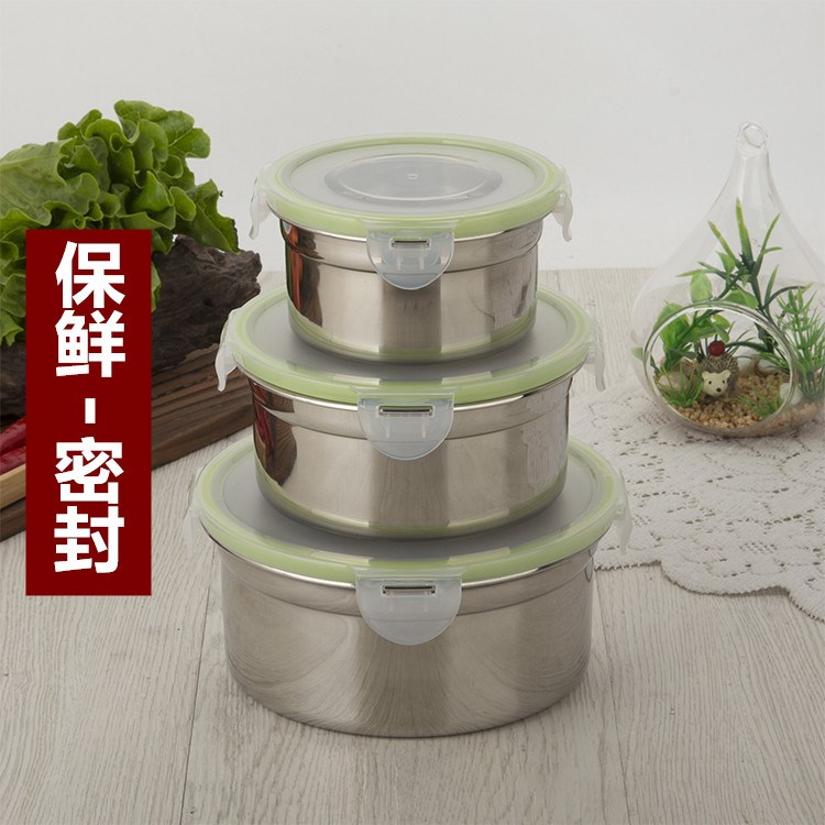 不锈钢保鲜盒圆形三件套装学生便当泡面碗带盖密封专用微波炉饭盒在类目 餐饮具, 保鲜容器/保鲜器皿, 保鲜盒中 - 来自Buy2taobao.com提供专业的淘宝代购服务