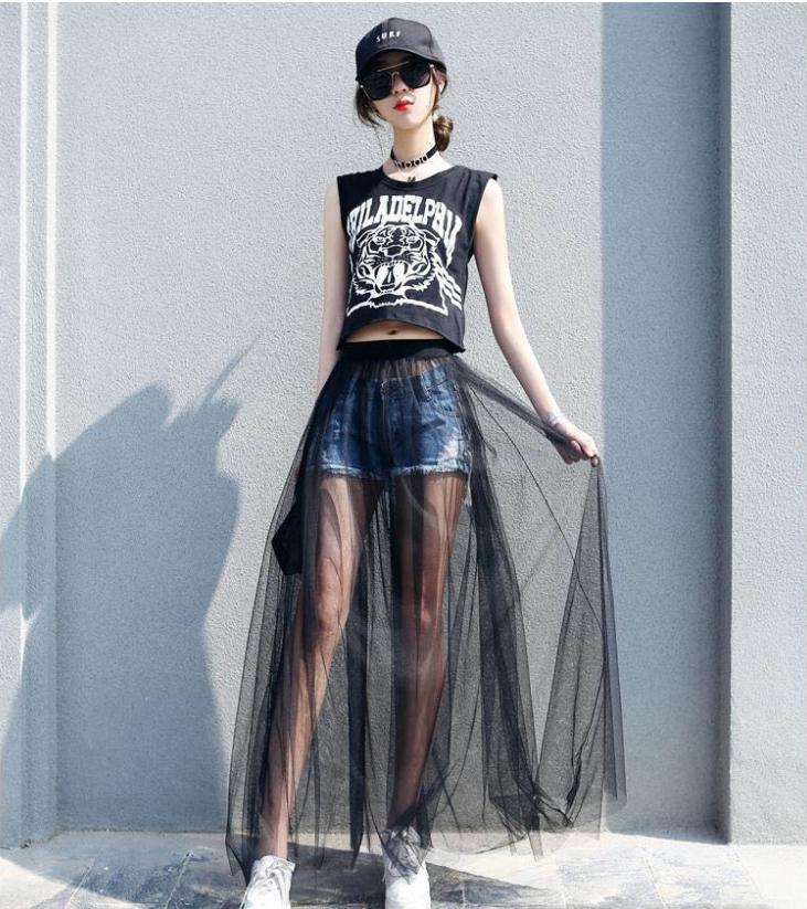 百搭黑色纱裙女夏单层透视外搭透明网纱半身裙高腰中长款罩裙百褶|msdalam kategori Butik wanita / wanita, skirt - dari Buy2taobao.com untuk memberikan perkhidmatan ejen Taobao profesional membeli