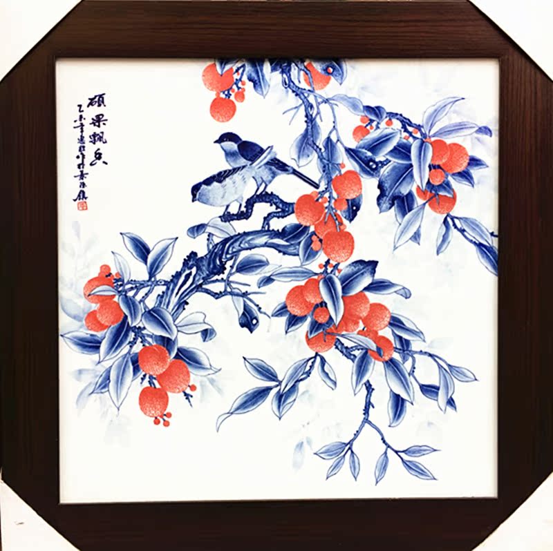 景德镇手绘青花釉中彩工笔花鸟瓷板画家居装饰壁画有框挂画收藏品|ruв категории Домашний быт, декоративная живопись, современные декоративные картины - от Buy2taobao.com для оказания профессиональной услуги покупки агента Taobao