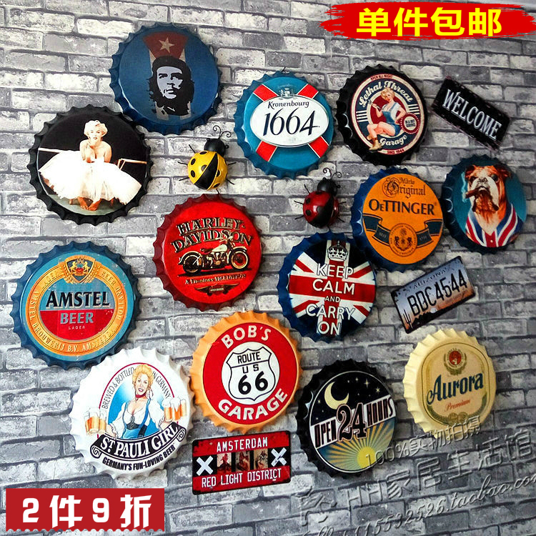 Retro Wall hanging Beer bottle bar KTV shop metope ornament Metal painting Café Wall hanging Wall decorationin the Home accessories , Mural category - from Buy2taobao.com to provide professional Taobao agent buy service