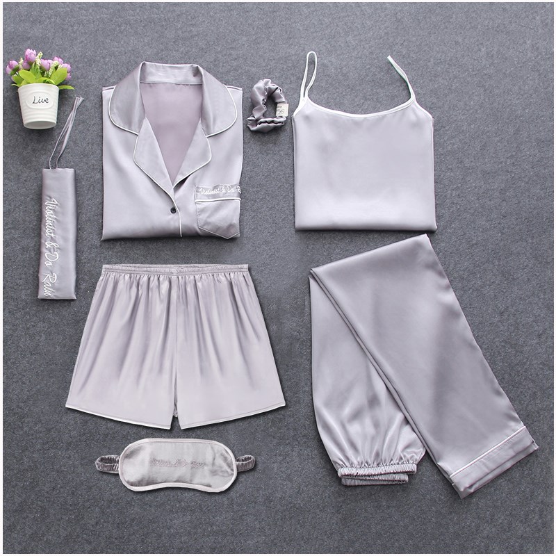 Borneol Spring and summer Autumn Length Europe Cute people Thin section Home clothes 7 Seven set silk pajamasin the Sportswear/Casual Clothing , Sports sweater/Sweater category - from Buy2taobao.com to provide professional Taobao agent buy service