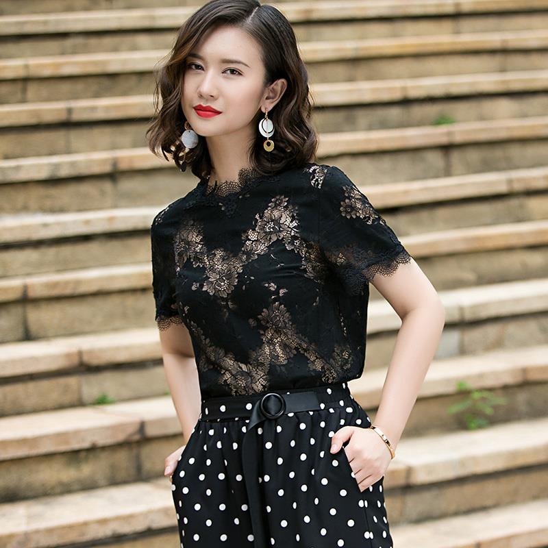 林秀英蕾丝衫上衣女2018夏短袖镂空勾花韩版修身百搭显瘦透肉T恤在类目 女装/女士精品, 蕾丝衫/雪纺衫中 - 来自Buy2taobao.com提供专业的淘宝代购服务