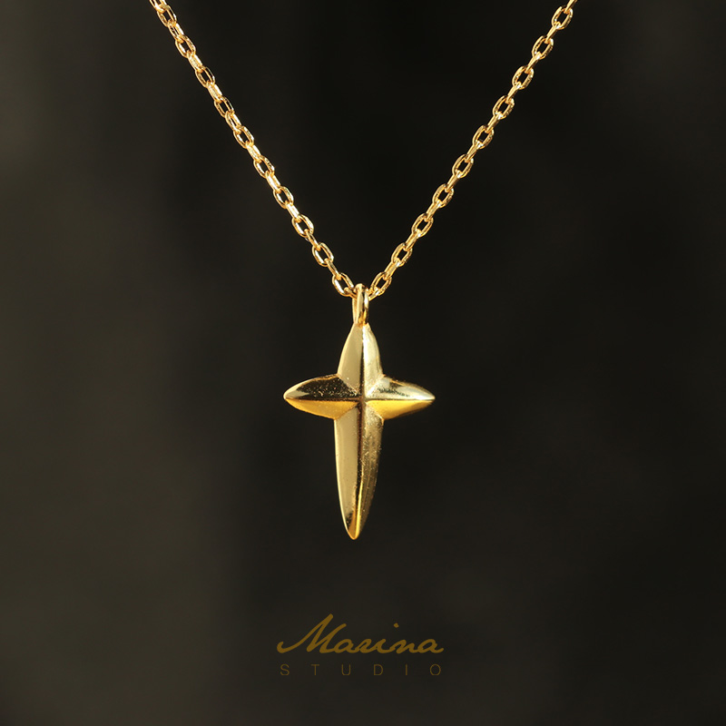 Marina Cross Necklace 925 Sterling Silver Gold-plated clavicle ins Net Red Necklace Europe and America personalityin the Accessories/Fashion Jewelry, Necklace category - from Buy2taobao.com to provide professional Taobao agent buy service