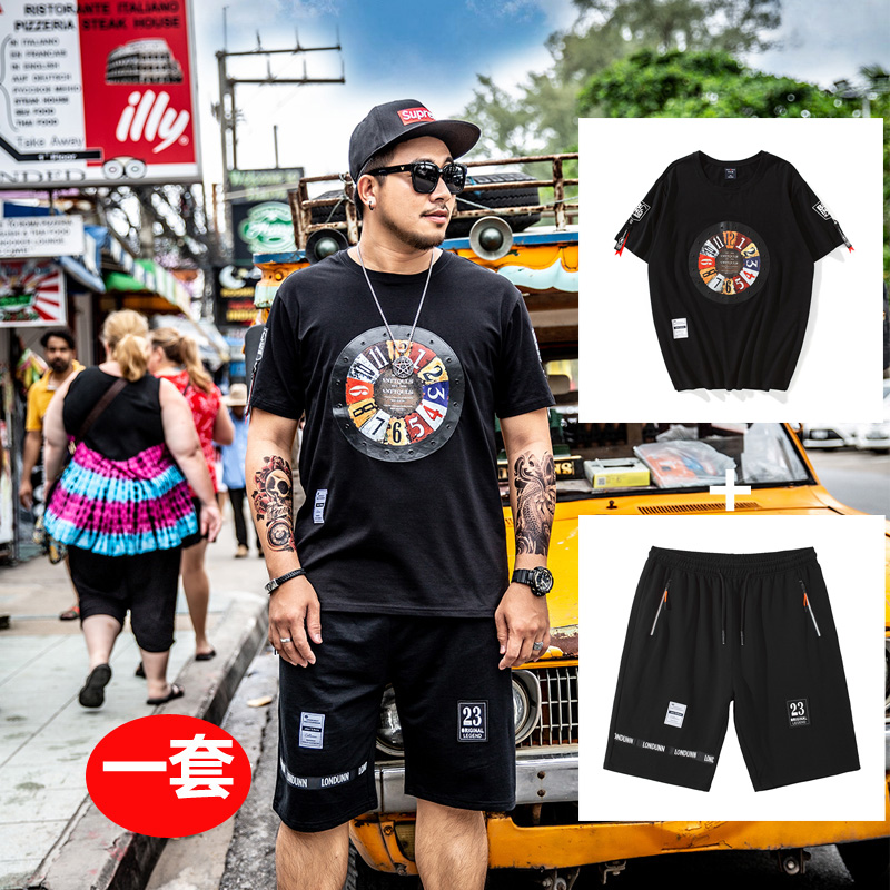 The fat Short sleeved shorts suit summer Thin section Pants Casual pants Add fertilizer XL Sports pants 5 pointsin the Men's clothing, Set , Leisure sports suit category - from Buy2taobao.com to provide professional Taobao agent buy service