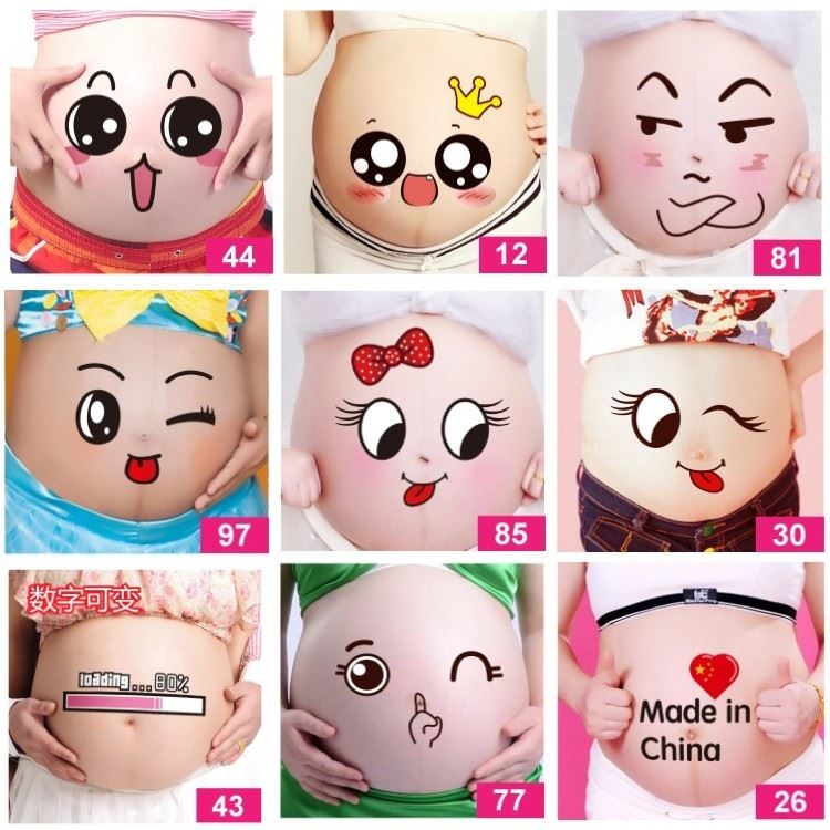 孕妇照影楼贴纸肚皮大肚子贴画怀孕贴肚脐孕妈拍照大肚贴可爱写真在类目 家居饰品, 贴饰, 其他贴饰中 - 来自Buy2taobao.com提供专业的淘宝代购服务