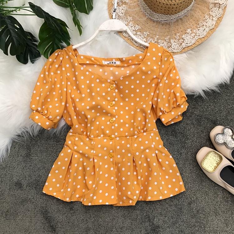 2019 summer new pattern Versatile printing Wave jacket Waist Show thin have cash less than that is registered in the accounts Navel shirt Retro Waistin the Women's clothing/Boutique , Lace shirt/Chiffon shirt category - from Buy2taobao.com to provide professional Taobao agent buy service