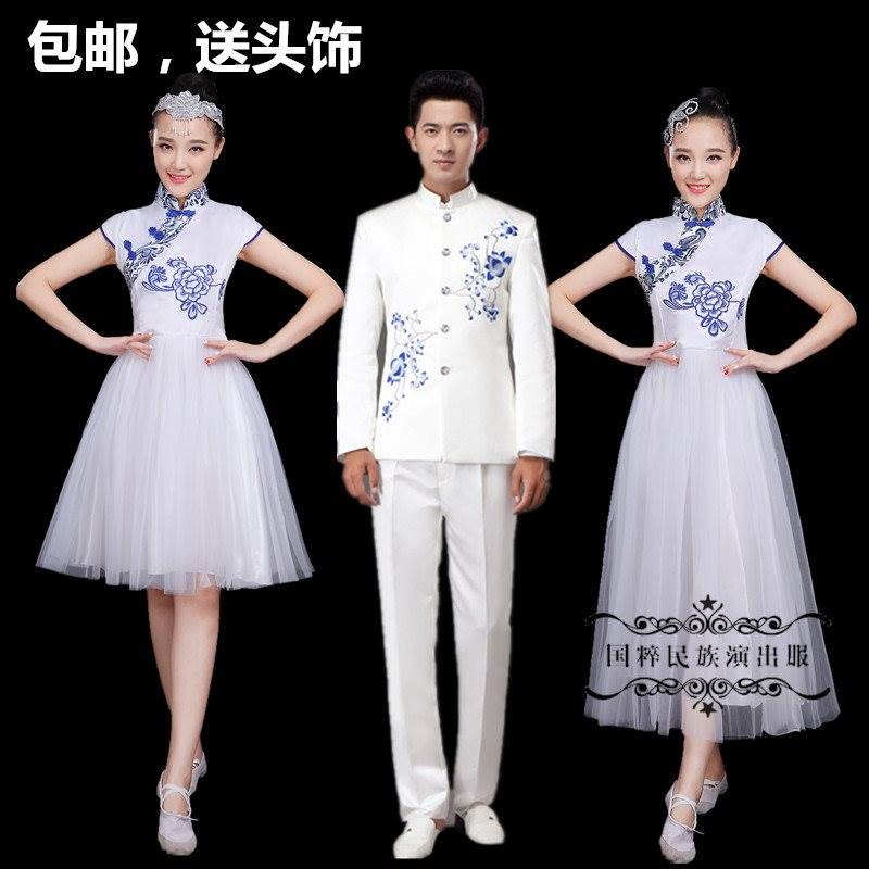青花瓷大人连衣裙演出服合唱服装人连衣裙女纱裙成学生二胡表演服在类目 女装/女士精品, 唐装/民族服装/舞台服装, 民族服装/舞台装中 - 来自Buy2taobao.com提供专业的淘宝代购服务