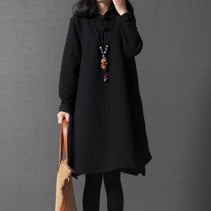 2018新款秋冬纯色大码女装 胖mm盘扣翻领显瘦宽松长袖a字连衣裙女|ruв категории Женская одежда, женской одежды - от Buy2taobao.com для оказания профессиональной услуги покупки агента Taobao
