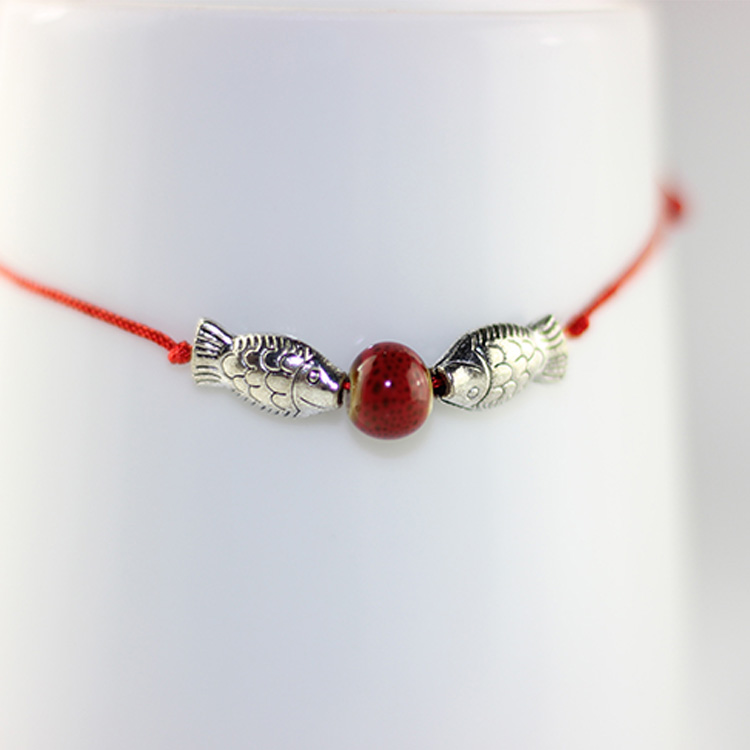 Korean version of the kiss fish Glaze Small fish Anklet Korean Edition fashion Ceramic Jewelry summer Foot ornaments Confidante giftin the Accessories/Fashion Jewelry, Anklets category - from Buy2taobao.com to provide professional Taobao agent buy service