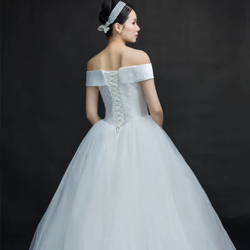 轻婚纱2018新款面显瘦礼服小个子一字肩高腰婚纱缎面礼服欧根纱|msdalam kategori Butik wanita / wanita, perkahwinan/Cheongsam/pakaian, perkahwinan - dari Buy2taobao.com untuk memberikan perkhidmatan ejen Taobao profesional membeli