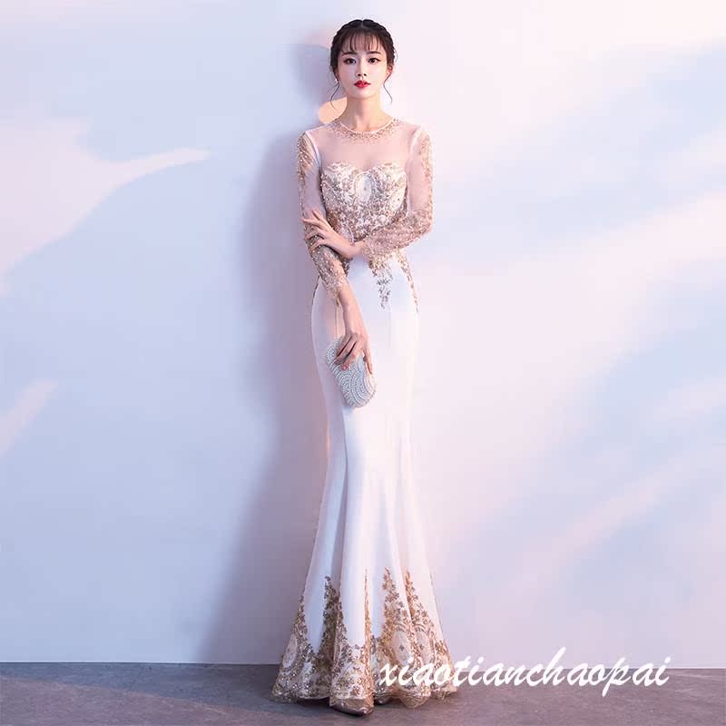 晚礼服女2019新品长款宴会高贵鱼尾韩版修身优雅公司年会主持人在类目 女装/女士精品, 婚纱/旗袍/礼服, 礼服/晚装中 - 来自Buy2taobao.com提供专业的淘宝代购服务