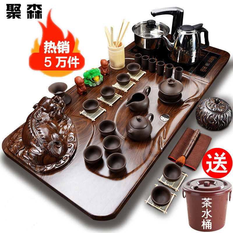 Poly Sen Cinnabar Kungfu Online tea set suit a complete set household teapot teacup solid wood tea tray full set automatic electrothermal Magnetic furnacein the Tableware , Tea set , Tea tray category - from Buy2taobao.com to provide professional Taobao agent buy service