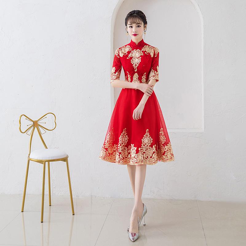 敬酒服旗袍短款夏季2019新款红色新娘结婚中式回门孕妇晚礼服裙女在类目 女装/女士精品, 婚纱/旗袍/礼服, 礼服/晚装中 - 来自Buy2taobao.com提供专业的淘宝代购服务