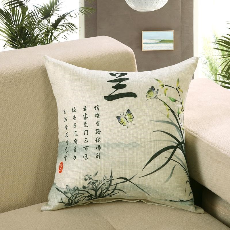 New Chinese style Retro Pillows Buddhist mood sofa Pillow automobile Waist Chinese style Cushion pillow case 45x45cmin the Home Fabric , Pillow/Pillow category - from Buy2taobao.com to provide professional Taobao agent buy service