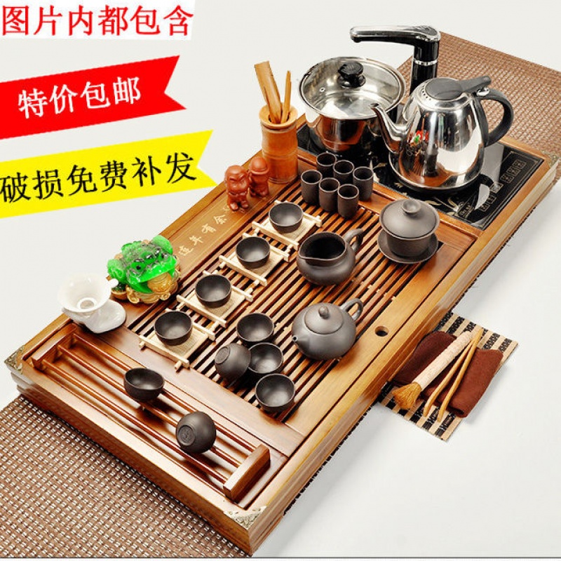 整套实木功夫茶具套装茶盘简约家用四合一电热磁炉紫砂茶道茶台海|ruв категории посуда, чайный сервиз, чайный поднос - от Buy2taobao.com для оказания профессиональной услуги покупки агента Taobao