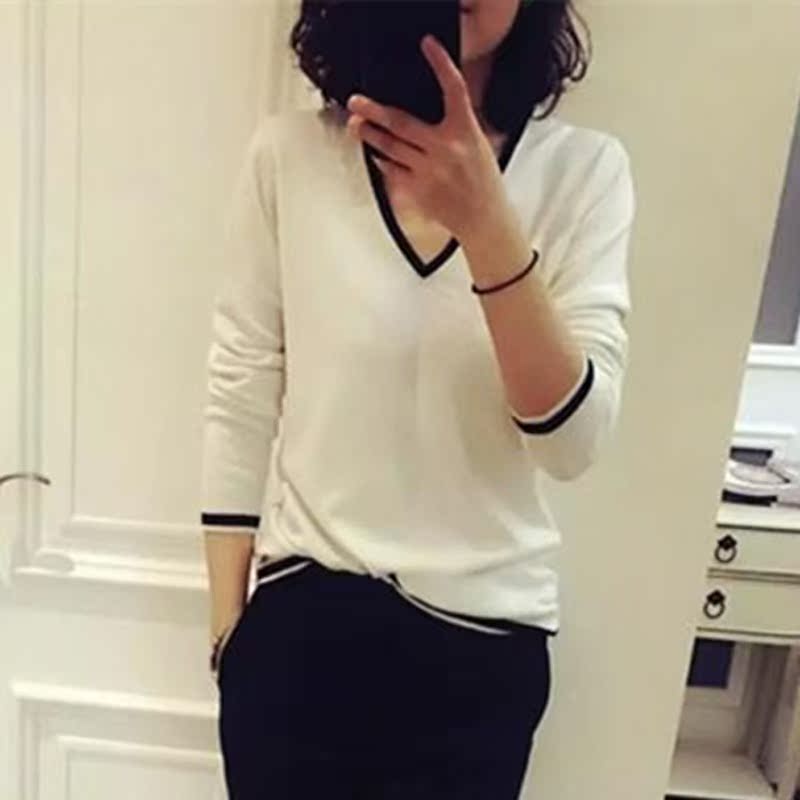 2019春新款V领毛衣女打底衫套头短款毛衫打底衫宽松针织衫纯色|msdalam kategori Butik wanita / wanita, sweater - dari Buy2taobao.com untuk memberikan perkhidmatan ejen Taobao profesional membeli