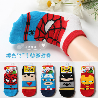 韩国棉质儿童袜春秋小孩袜子夏天薄款女孩超人男童中大童短款船袜