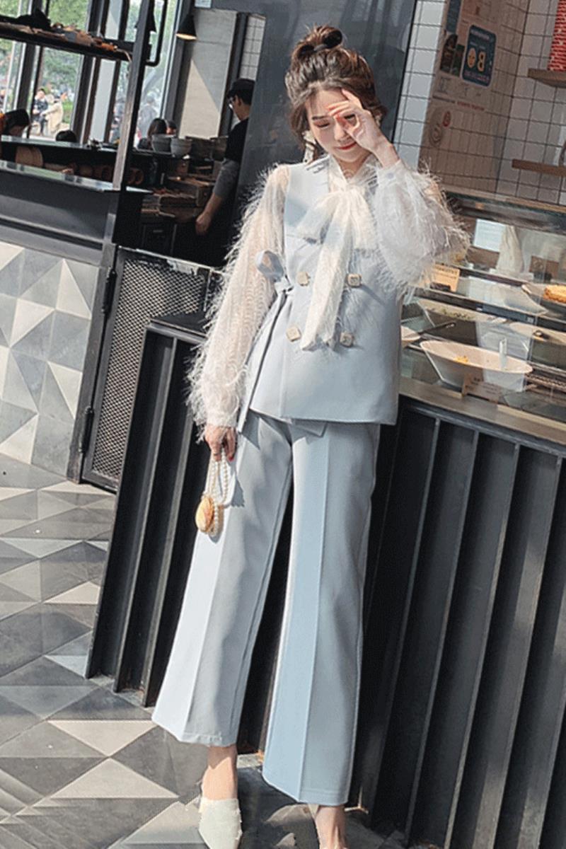 temperament Yujie suit Vest suit Western style Sleeveless Blazer Wide leg pants Two piece set Spring 2019 new patternin the Women's clothing/Boutique , Set/Student uniforms/Work uniforms , Fashion Set category - from Buy2taobao.com to provide professional Taobao agent buy service