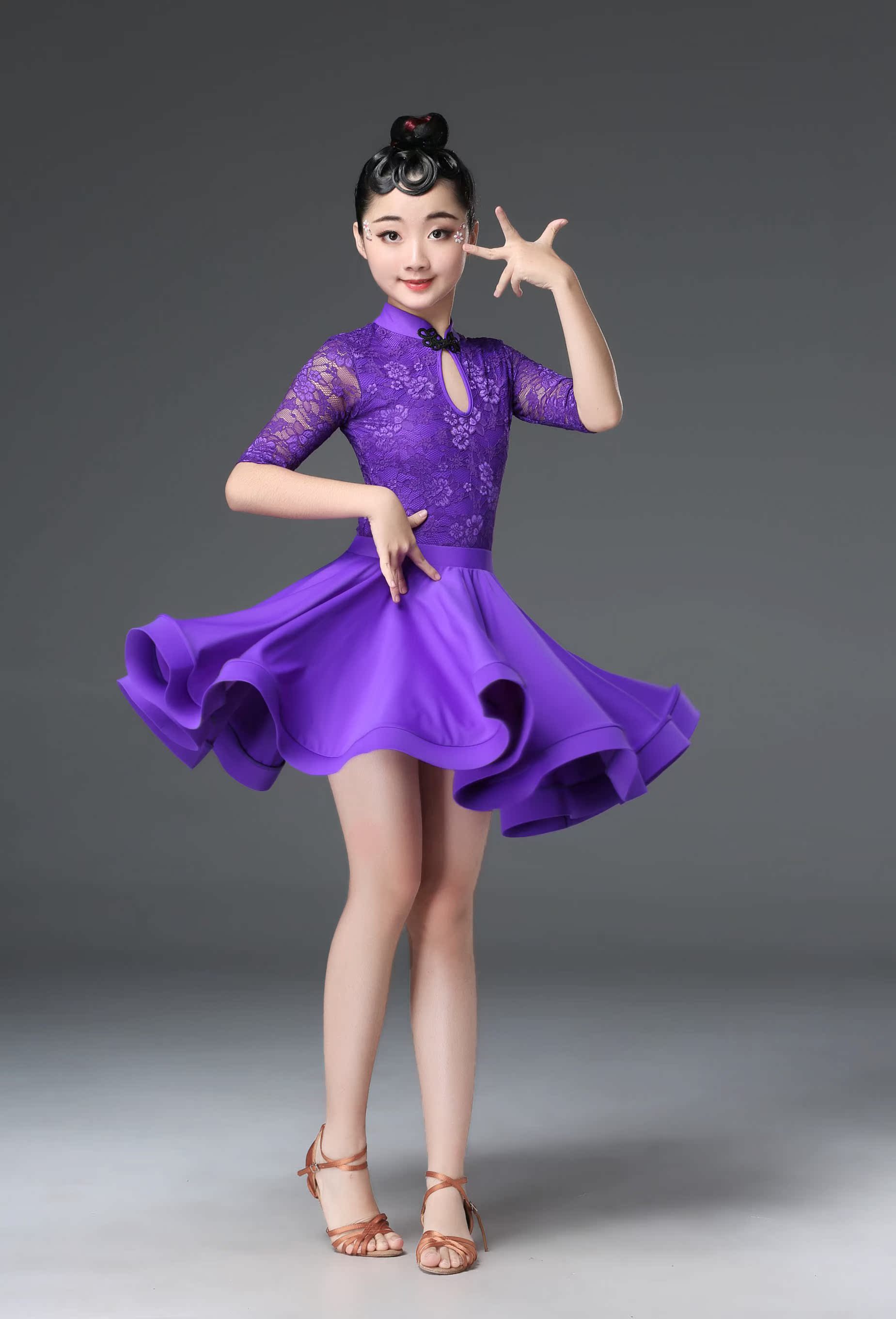 女童拉丁舞服儿童练功服比赛演出女孩考级规定舞蹈裙紫色蕾丝夏季|ruв категории Цифровые аксессуары, рынок электронных компонентов, переключатель/кнопка, кнопка - от Buy2taobao.com для оказания профессиональной услуги покупки агента Taobao