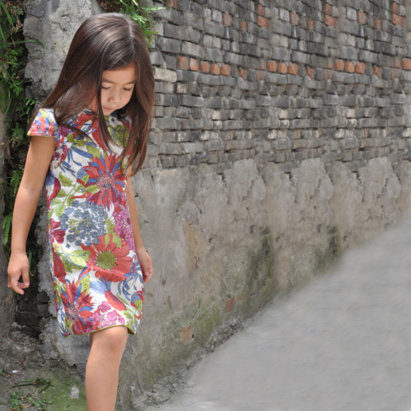 Ya Boy Shop Summer wear girl Short sleeved skirt Red and green Mood for Love Cotton Robes Dress Children's clothingin the Children/Baby/Family fitted , Children's Robes/Costume/National costume , Cheongsam category - from Buy2taobao.com to provide professional Taobao agent buy service