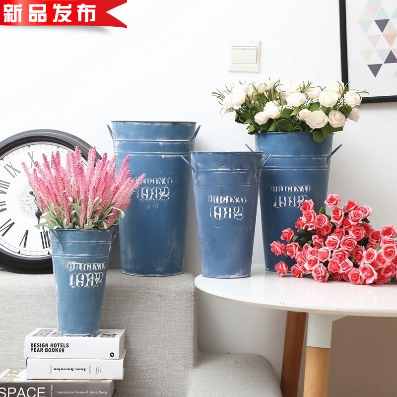 European style Retro Do the old Tin Floral barrel Iron art Dried flowers Coffee shop Restaurant 10 literature Versatile Iron ornamental workin the Home accessories , Vase/Flower/Artificial flowers/Imitation jewelry , Flower/Vase , Flower barrels category - from Buy2taobao.com to provide professional Taobao agent buy service