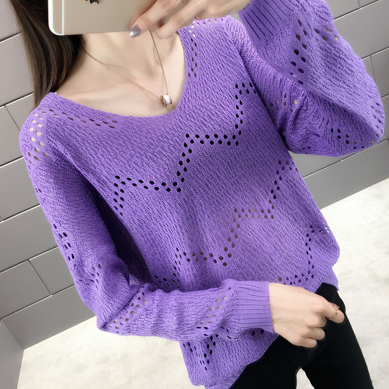 2019 spring clothes new pattern Hollow Sweater ins Ultra-fire jacket Western style sweater Easy Thin section Base coatin the Women's clothing/Boutique , Wool sweater category - from Buy2taobao.com to provide professional Taobao agent buy service