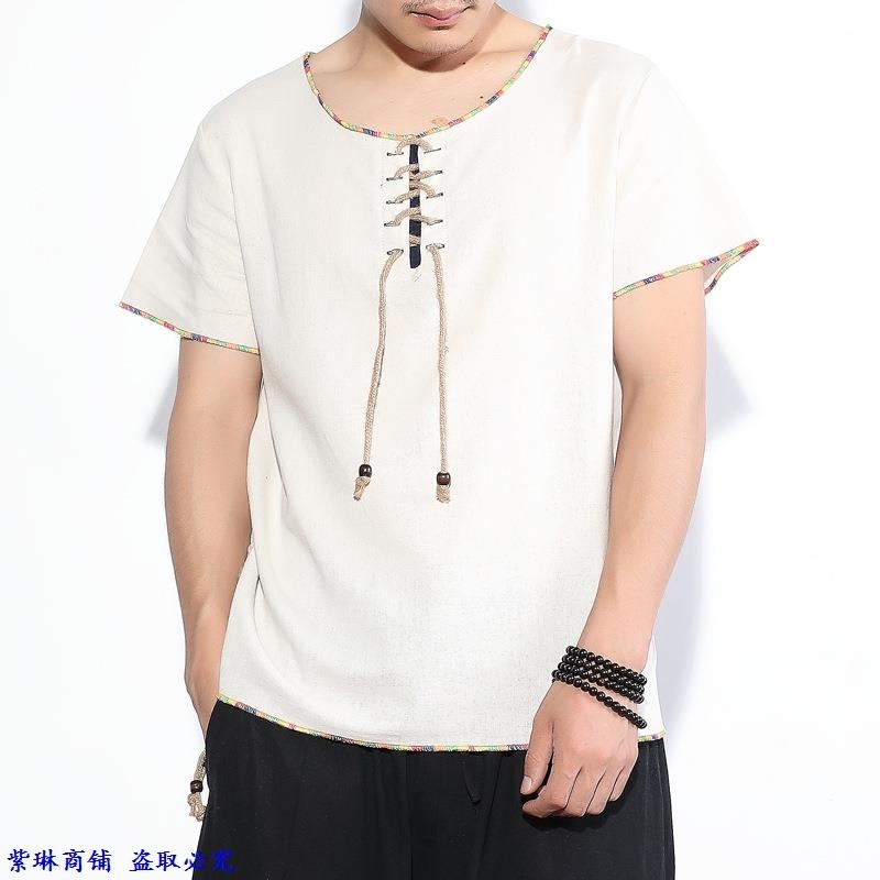 summer Short sleeved Chinese style The fat Linen Cotton Men's t-shirts new pattern Tether Large 2019 Easyin the Men's clothing, T-shirt category - from Buy2taobao.com to provide professional Taobao agent buy service