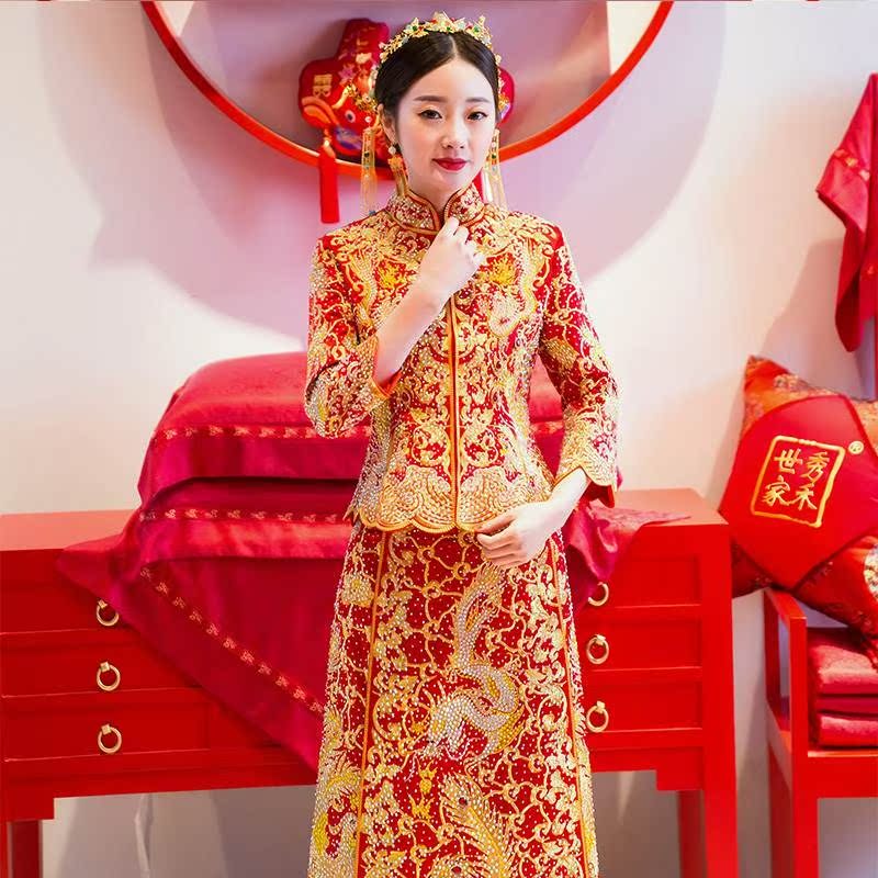 奢华晚礼服怀孕婚宴高腰中式敬酒服婚礼秀禾服时尚新娘摄影春季结在类目 女装/女士精品, 婚纱/旗袍/礼服, 旗袍中 - 来自Buy2taobao.com提供专业的淘宝代购服务