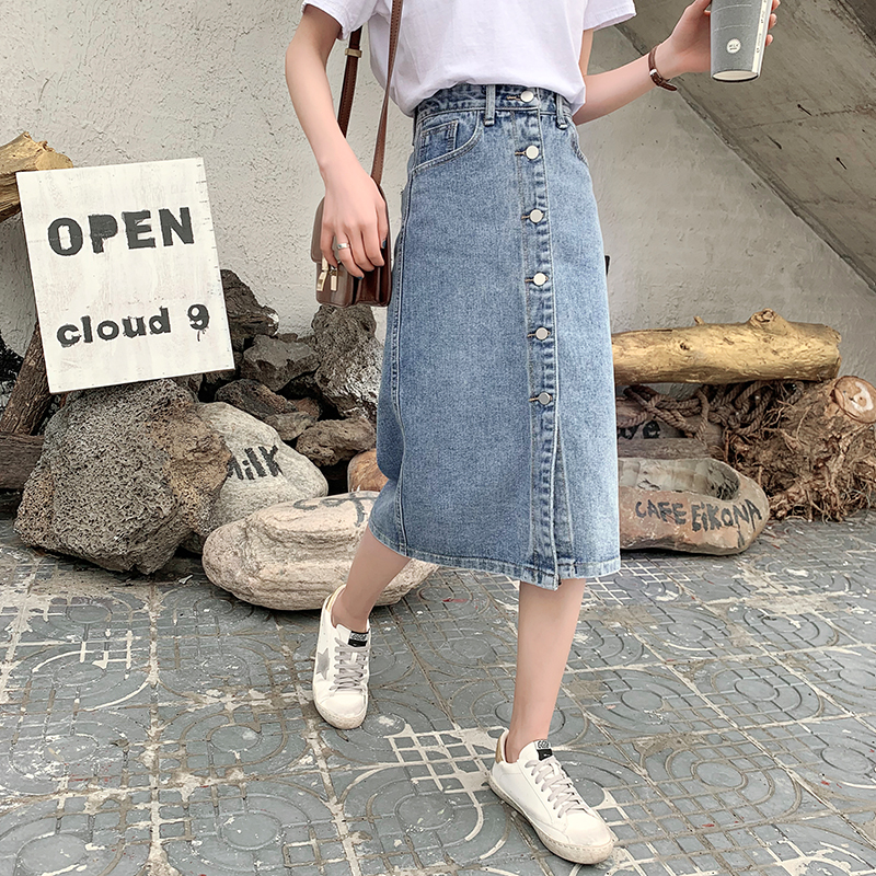 Denim skirt Mid length version 2019 Spring new pattern Korean Edition temperament A word skirt Paige Package hip skirtin the Women's clothing/Boutique , Skirts category - from Buy2taobao.com to provide professional Taobao agent buy service