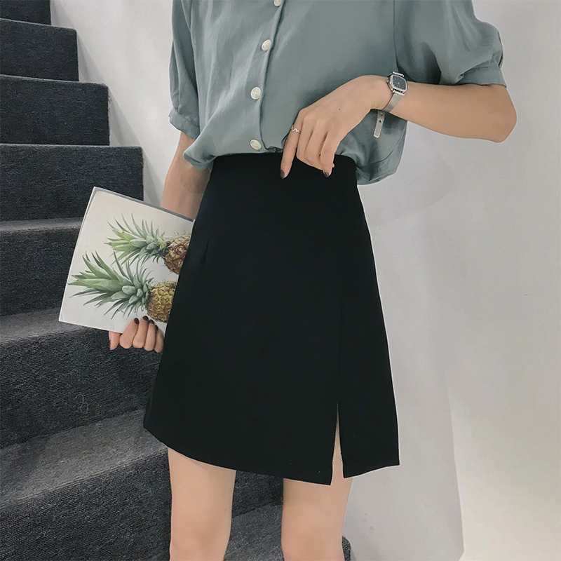 Skirts female summer 2019 new pattern Korean Edition black Short skirt Paige Split ends A word skirt Show thin Step Skirtin the Women's clothing/Boutique , Skirts category - from Buy2taobao.com to provide professional Taobao agent buy service